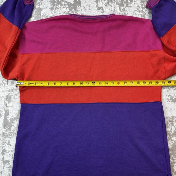 Vintage 90s Color Block Sweatshirt Pullover size Medium Pink Red Purple - Picture 6 of 11